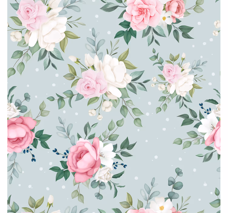 Store enrouleur couloir floral bleu et rose - TenStickers