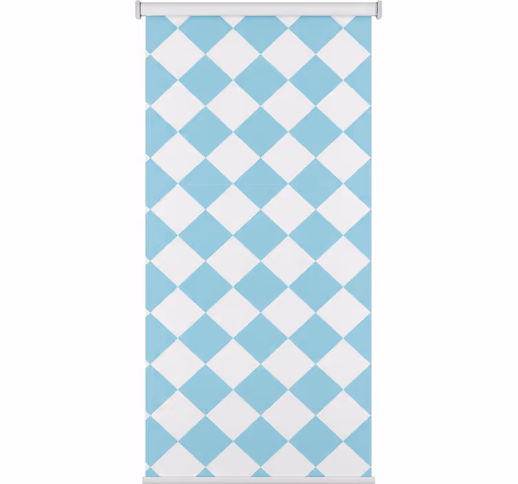 Store enrouleur couloir design à carreaux bleu et blanc - TenStickers