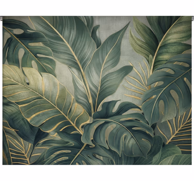 Store enrouleur vert motif feuilles de forêt tropicale - TenStickers
