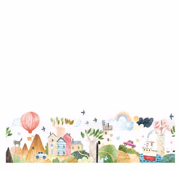 Store enrouleur cuisine 190 cm dessin ludique ville - TenStickers