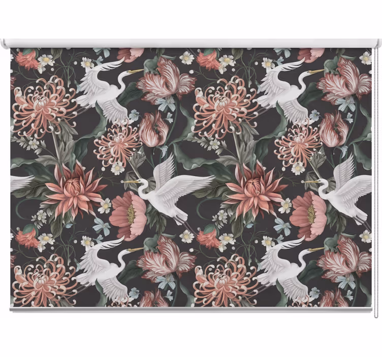 Store balcon enrouleur hérons et fleurs - TenStickers
