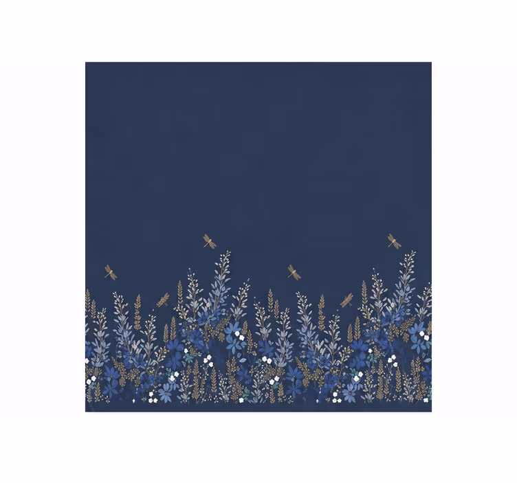 Store enrouleur bleu motif insectes fleurs et herbe - TenStickers