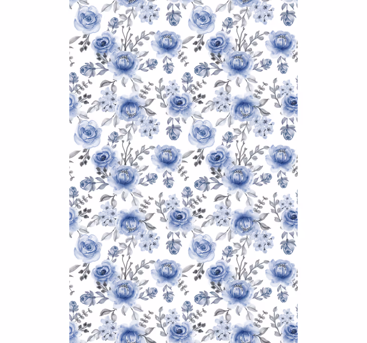 Store enrouleur motif fleur motif fleuri bleu - TenStickers