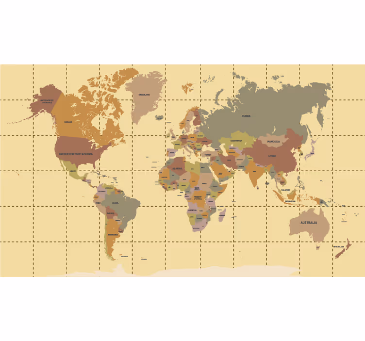Store enrouleur carte du monde les coordonnées géographiques - TenStickers