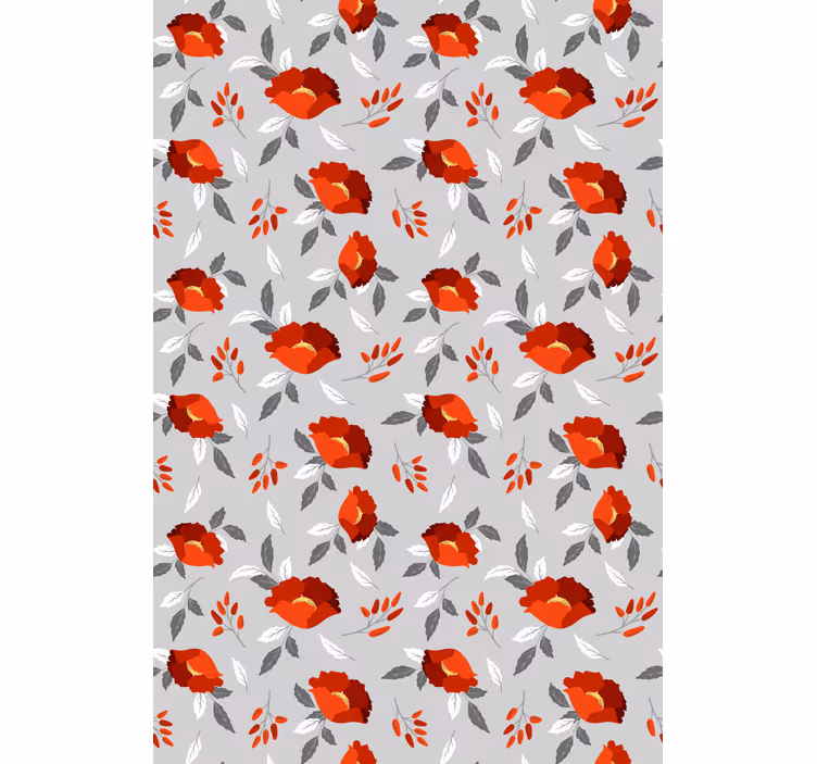 Store enrouleur motif fleur rouge et gris - TenStickers