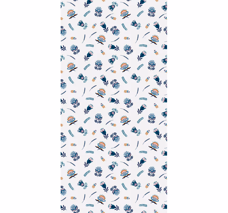 Store enrouleur motif fleur art populaire bleu - TenStickers