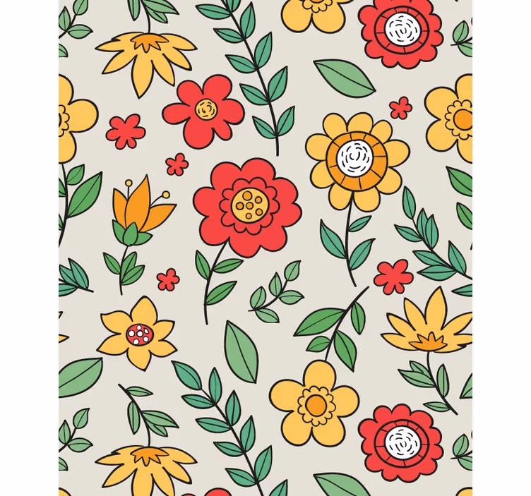 Stores fleurs Fleurs de marguerite rouge et jaune - TenStickers
