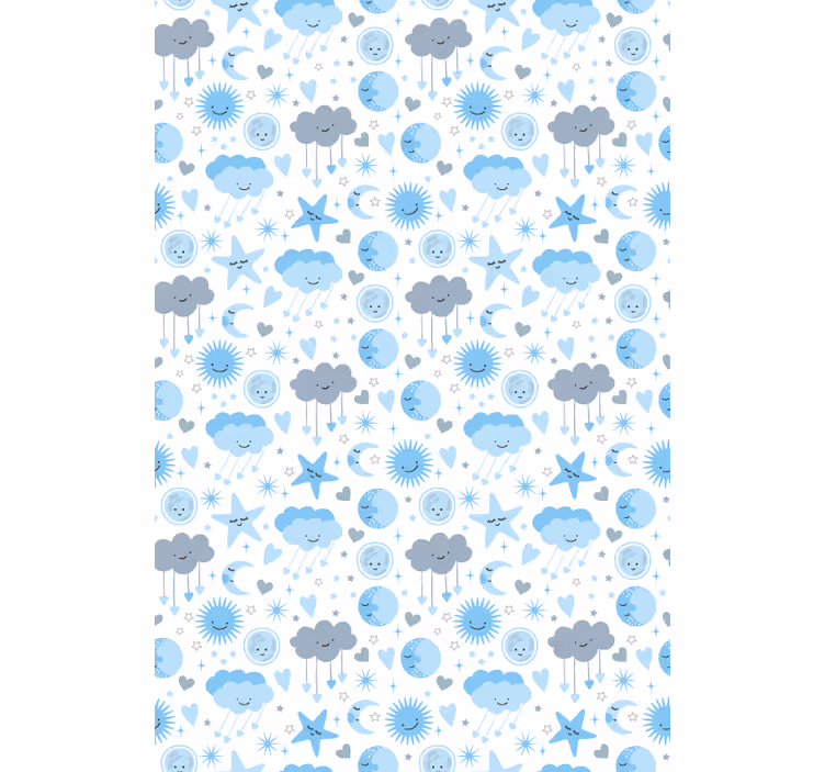 Stores enfants Lune et étoiles sur bleu - TenStickers