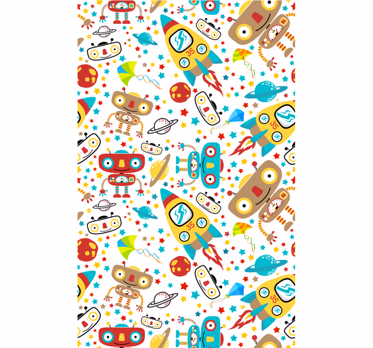Store enrouleur pour chambre enfant aventure robots fusées - TenStickers