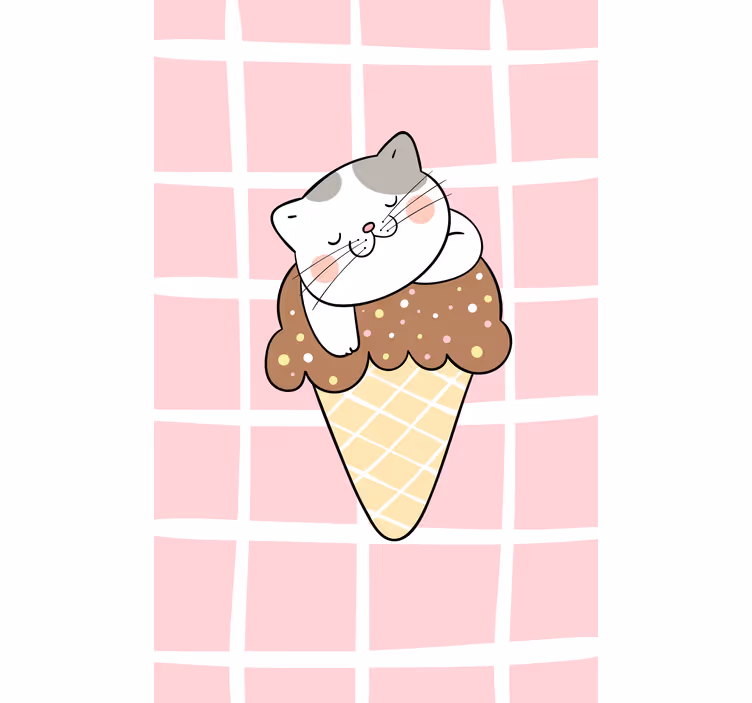 Store enrouleur animaux chat dans un cornet de glace - TenStickers
