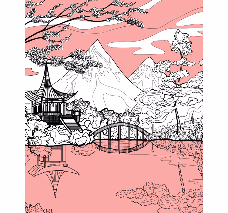 Store enrouleur motif zen reflet du paysage de montagne - TenStickers