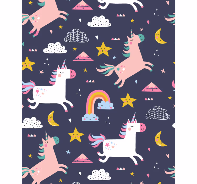 Stores enfants sticker et symboles de licorne heureux - TenStickers