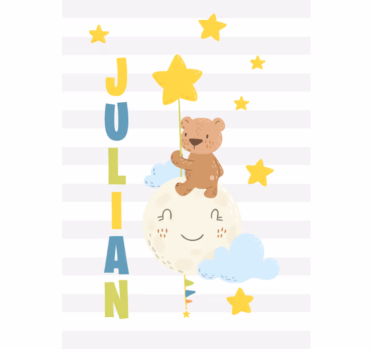 Store enrouleur pour chambre enfant ours étoile nom - TenStickers