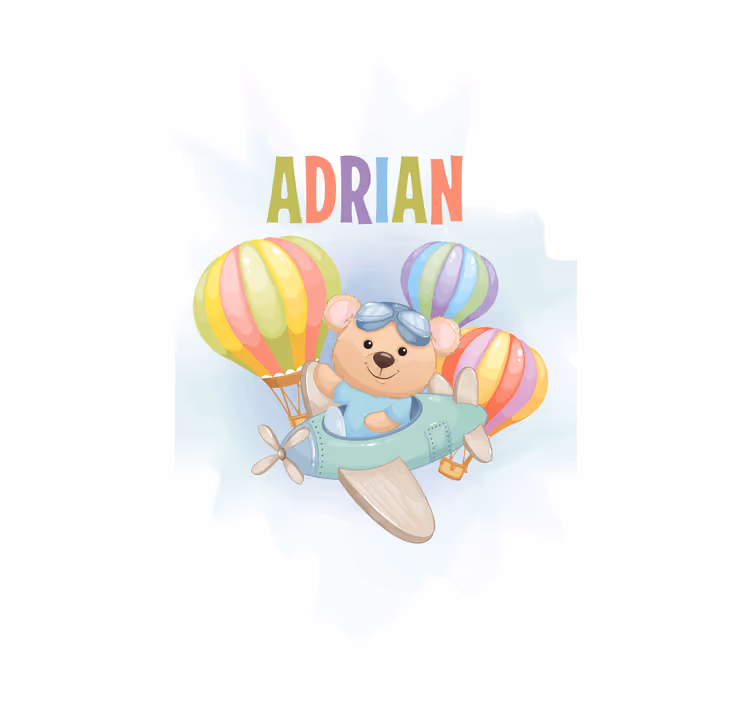 Store enrouleur pour chambre enfant ours avion personnalisé - TenStickers