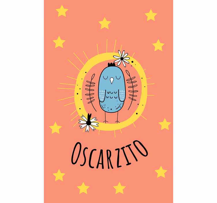 Store enrouleur pour chambre enfant oiseau bleu avec nom - TenStickers