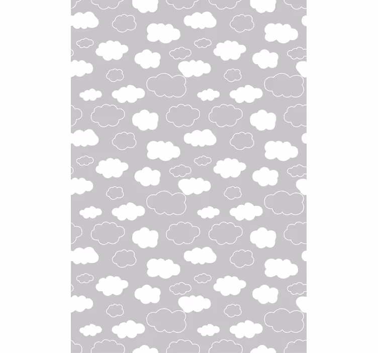 Stores nuages Fond gris avec dessin animé blanc - TenStickers