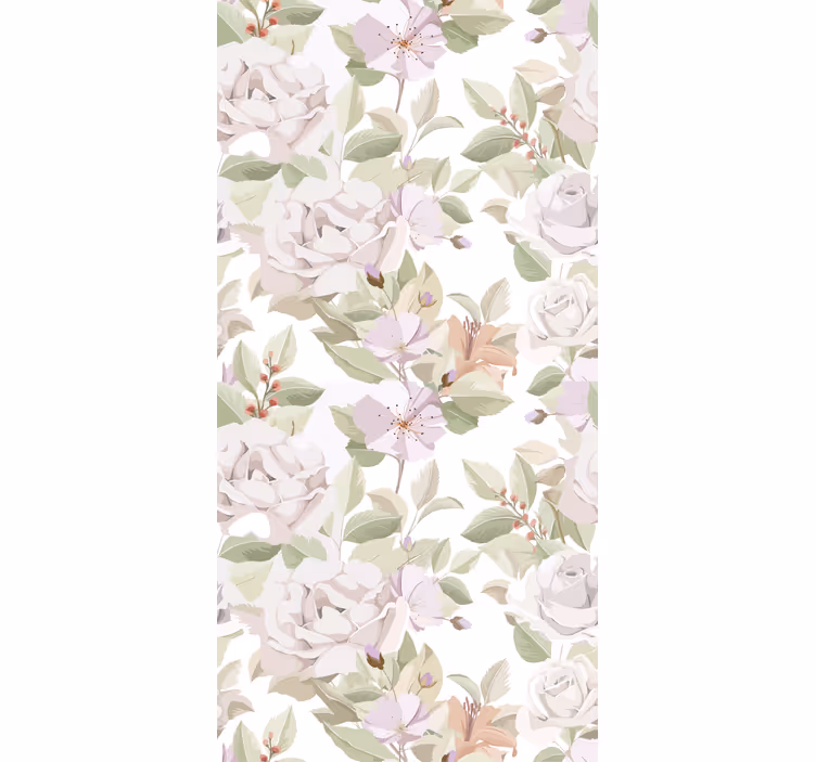 Store enrouleur élégant motif floral beige - TenStickers