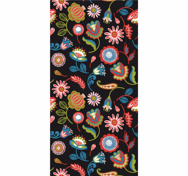 Stores fleurs sticker folklorique coloré - TenStickers