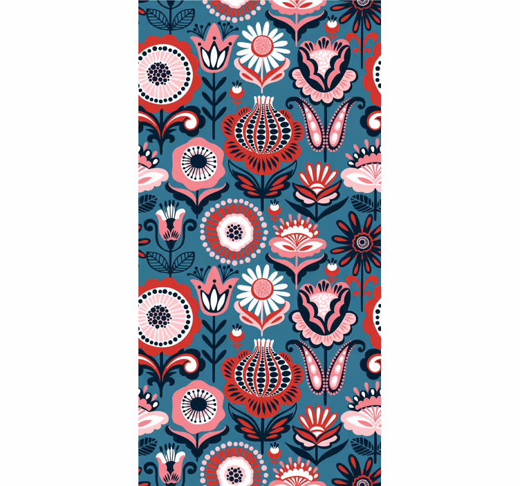 Store enrouleur motif fleur style rétro folk - TenStickers