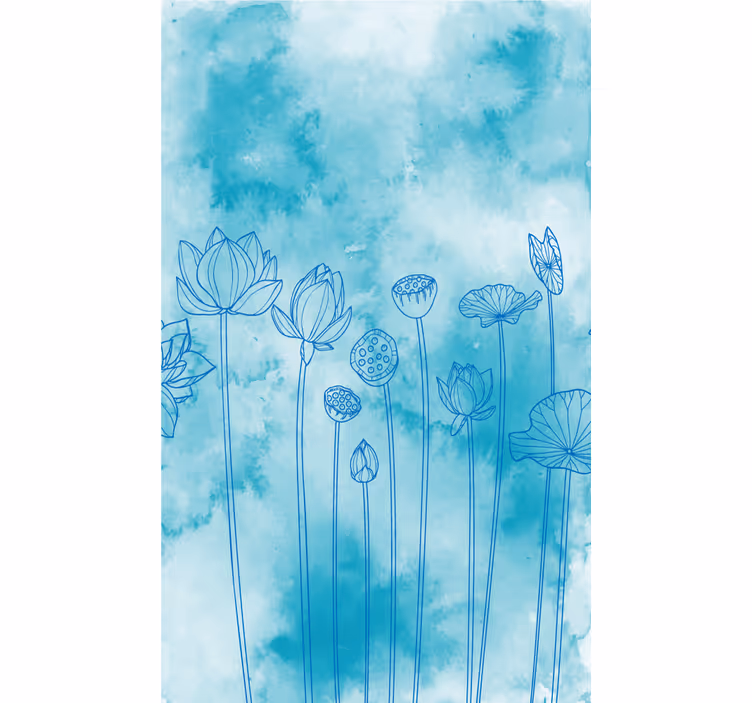 Stores enrouleurs fleurs et plantes motif lotus bleu - TenStickers