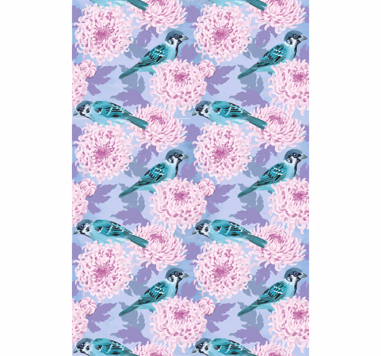 Stores enrouleurs fleurs et plantes oiseaux parmi fleurs - TenStickers