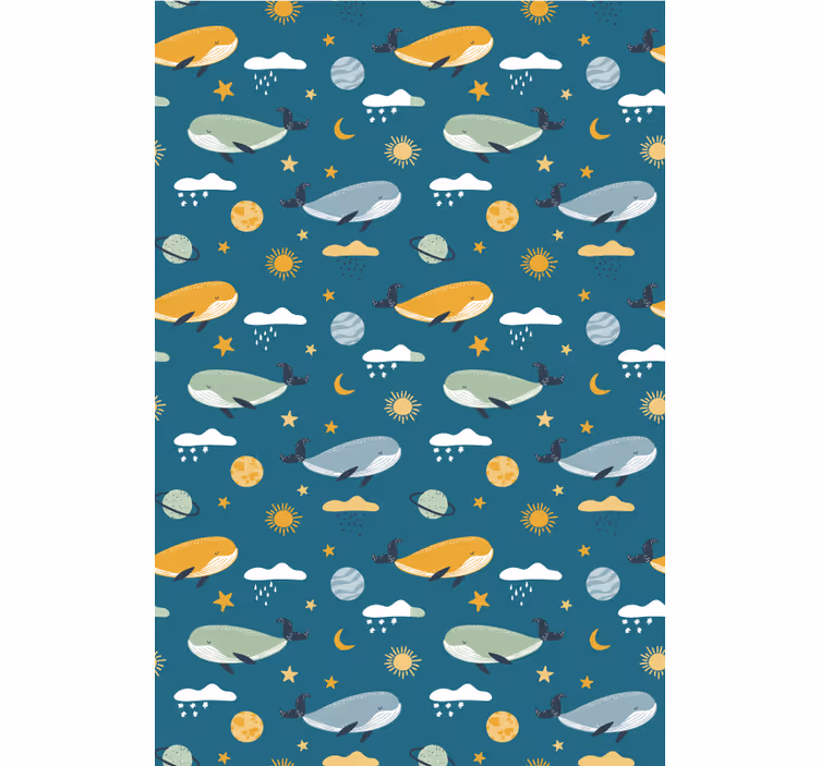 Store enrouleur pour chambre enfant motif de baleines - TenStickers