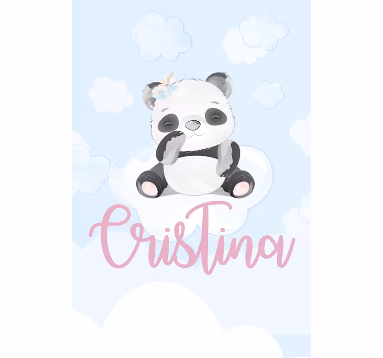 Store enrouleur pour chambre enfant panda bébé avec nom - TenStickers
