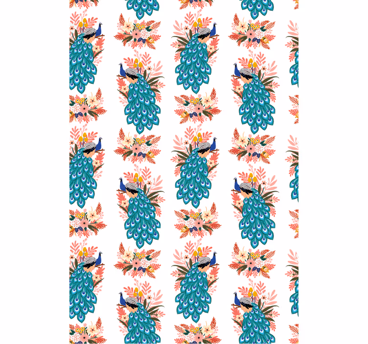 Stores enrouleurs fleurs et plantes paons parmi les fleurs - TenStickers