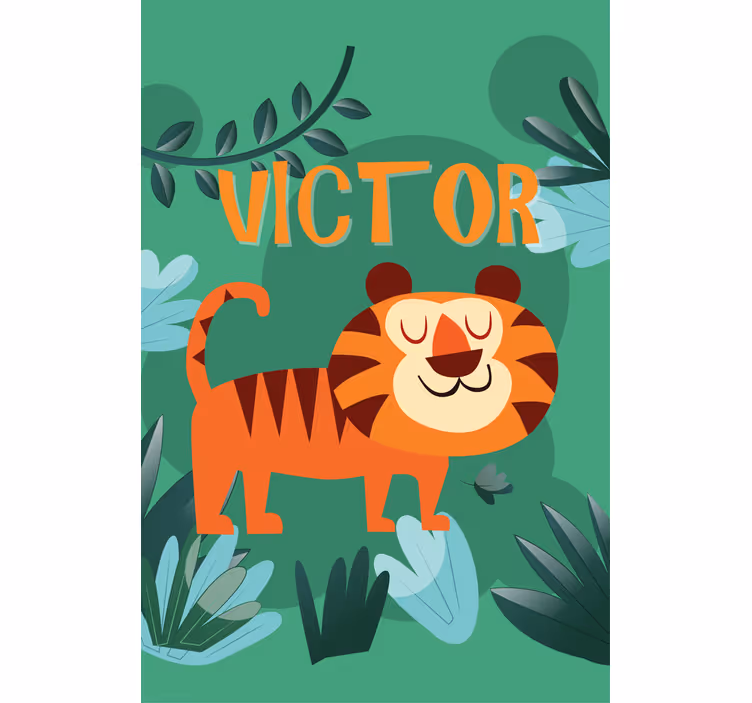 Store enrouleur pour chambre enfant tigre heureux avec nom - TenStickers
