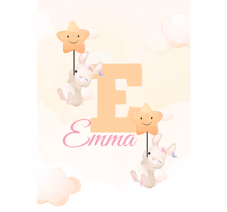 Store enrouleur pour chambre enfant lapins étoiles prénom - TenStickers