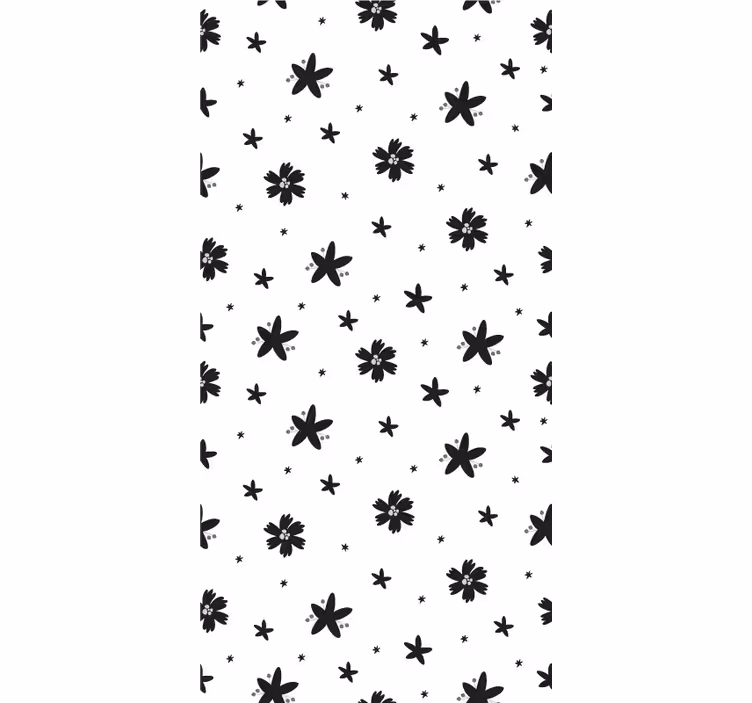 Store enrouleur motif fleur conception en noir et blanc - TenStickers