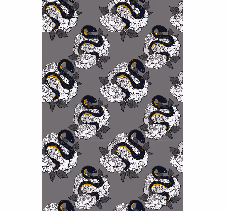 Stores avec plus d'animaux Serpent noir et fleur blanche - TenStickers