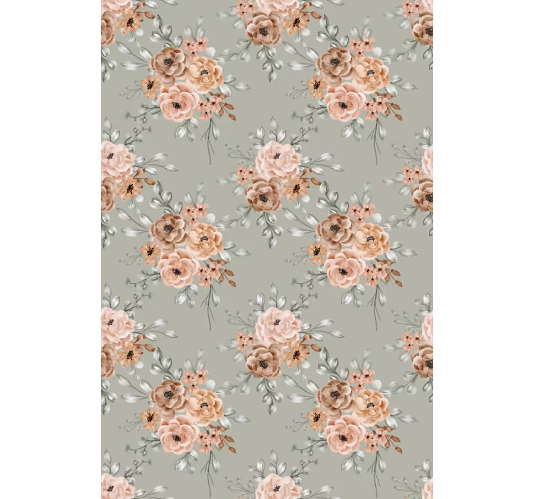 Store enrouleur motif fleur belle composition beige - TenStickers