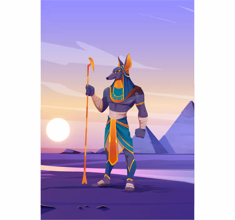 Stores modernes Recréation colorée d'anubis - TenStickers