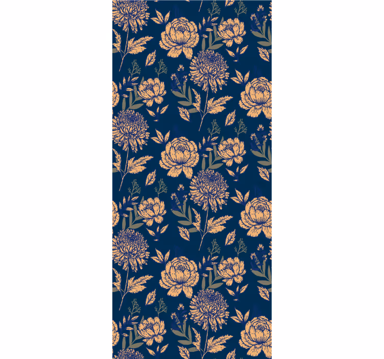 Store enrouleur motif fleur motif élégant marine - TenStickers