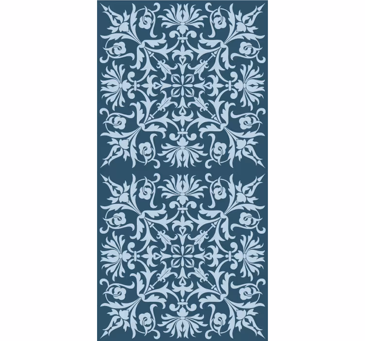 Stores enrouleurs fleurs et plantes motif bleu provincial - TenStickers