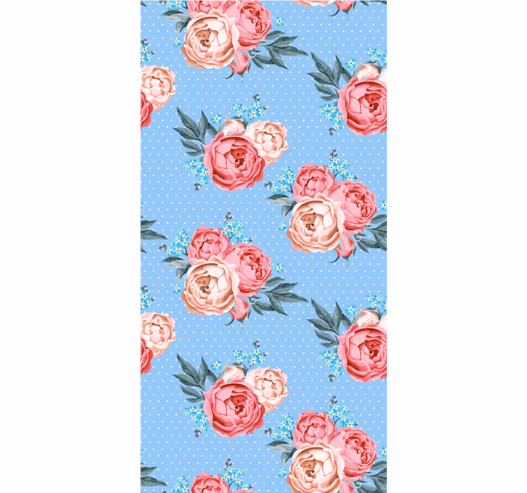 Store enrouleur motif fleur roses roses à floraison bleue - TenStickers