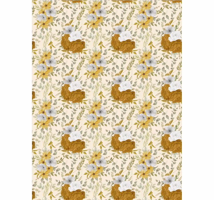 Stores enrouleurs fleurs et plantes motif beige et marron - TenStickers