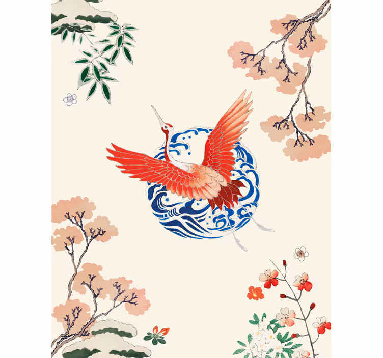 Stores enrouleurs fleurs et plantes grue en vol fleurie - TenStickers