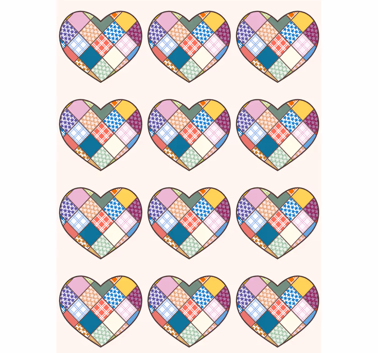 Store enrouleur romantique coeurs patchwork colorés - TenStickers