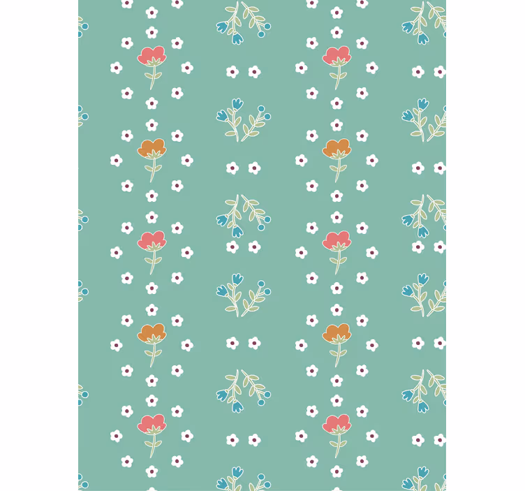 Store enrouleur motif fleur thème turquoise - TenStickers