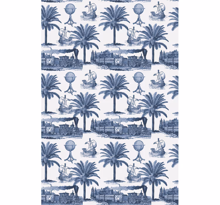 Store enrouleur vintage scène de palmier bleu - TenStickers