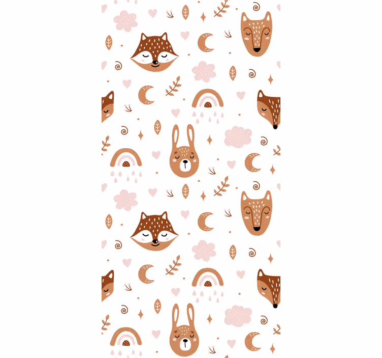 Store enfants animaux mignons bruns et arc-en-ciel - TenStickers