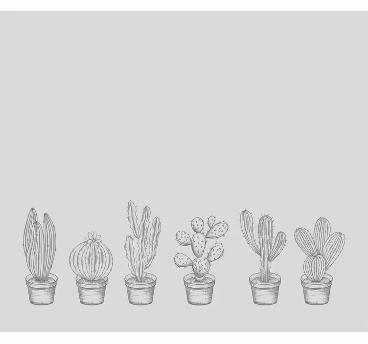 Store cactus nuances de gris - TenStickers