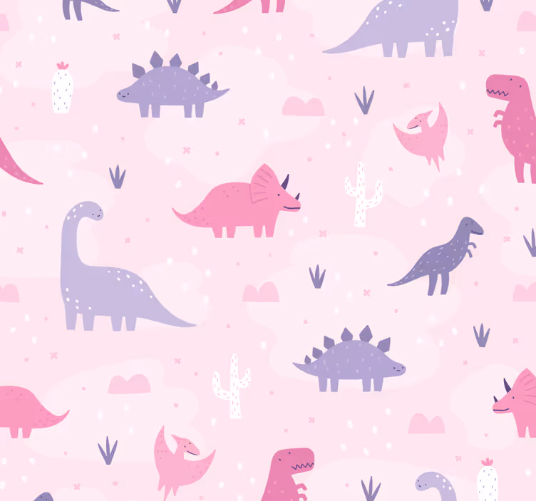 Store enrouleur dinosaures fond rose - TenStickers