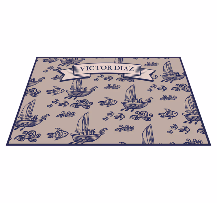 Set de table Bateau marin et poisson avec nom - TenStickers