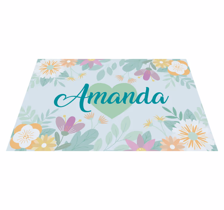 Set de table avec prénom coeur de fleurs amanda - TenStickers