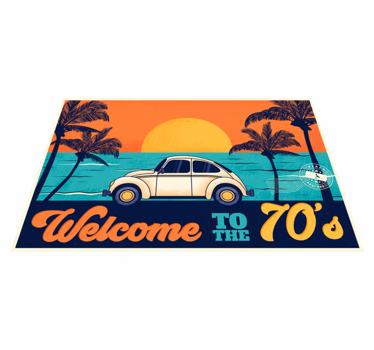 Set de table élégant scène de plage rétro 70's - TenStickers