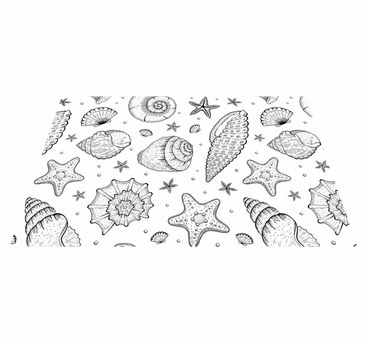 Set de table vie marine Vie marine et coquillages noir blanc - TenStickers