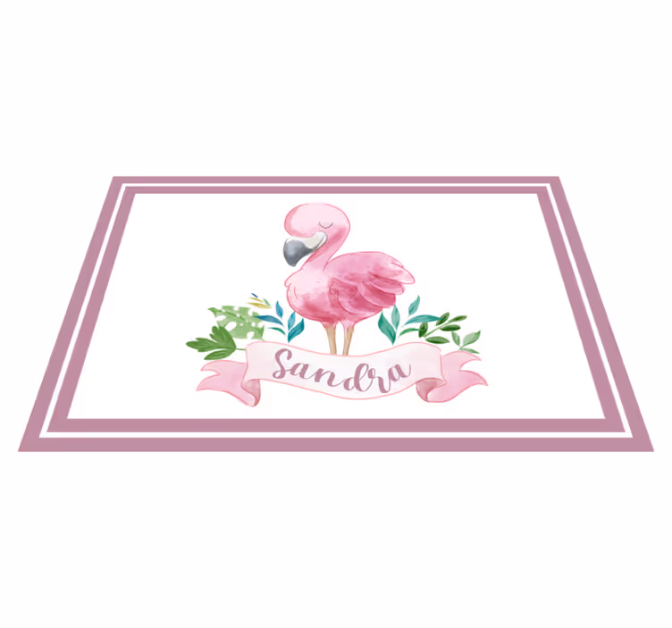 Set de table avec prénom flamant et ruban - TenStickers